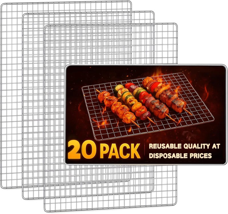 ciAmore Grill Topper, Disposable Grill Grates, 20Pcs 11.8X15.7 Inch Baking Rack Replacement, BBQ Accessories for Outdoor Smoker Grills - Image 1